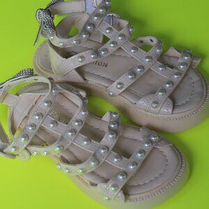 Kids fashion pearl Girls shoes sandals USA 11.5 EUR 28